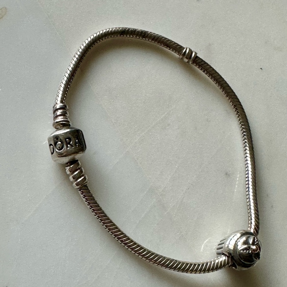 AUTHENTIC ALE PANDORA STERLING SILVER CABLE BRACELET PUZZLE LOCK